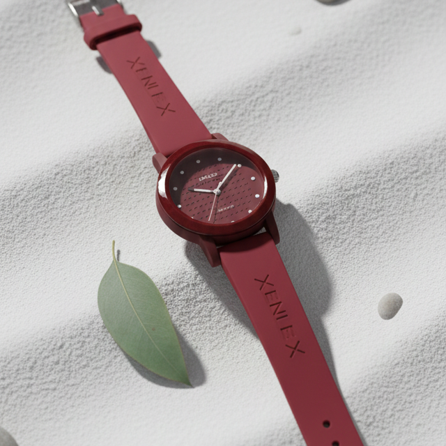 Waterproof Watch Elegant Round Dial With Soft Strap Stylish Design (Without Box)