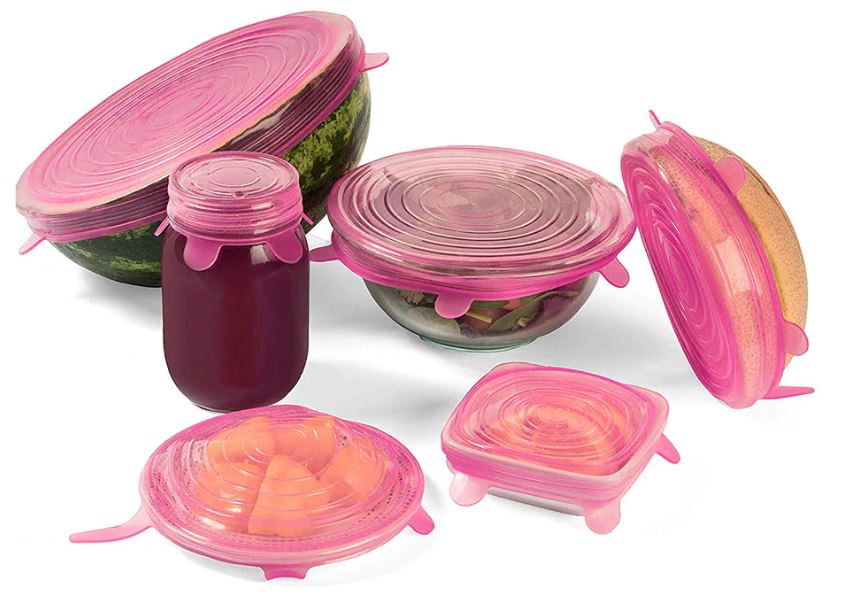 6Pcs Kitchen Reusable Silicone Seal Lid, Universal Silicone Stretch Lids for Food Preservation, Vacuum Food Storage, Bowl Cover and Cookware Cover for Kitchen and Home